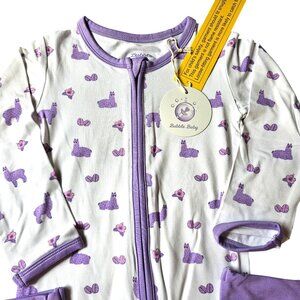Bubble Baby Llama Print Bamboo Zip‎ Convertible Footie Romper NWT 4T